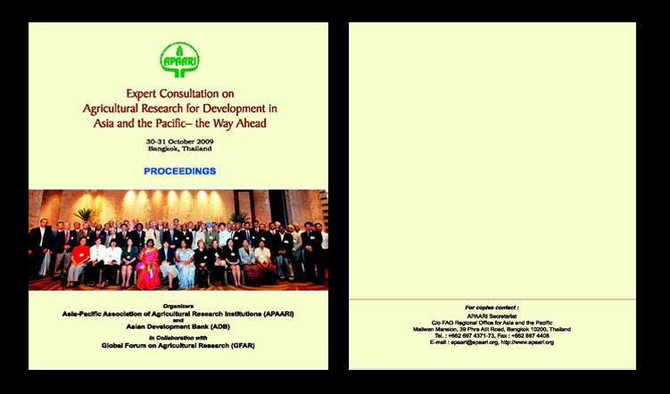 Expert Consultation on Agricultural Research for Development in Asia and the Pacific: The Way Ahead, 30-31 October 2009 – Proceedings