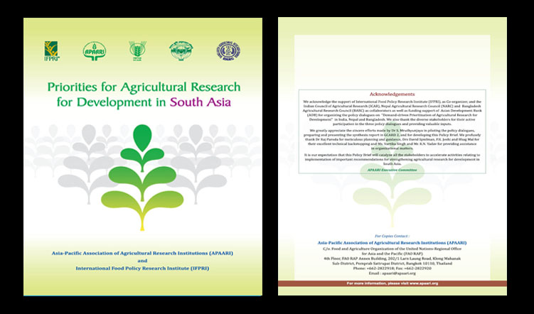 Priorities for Agricultural Research for Development in South Asia
