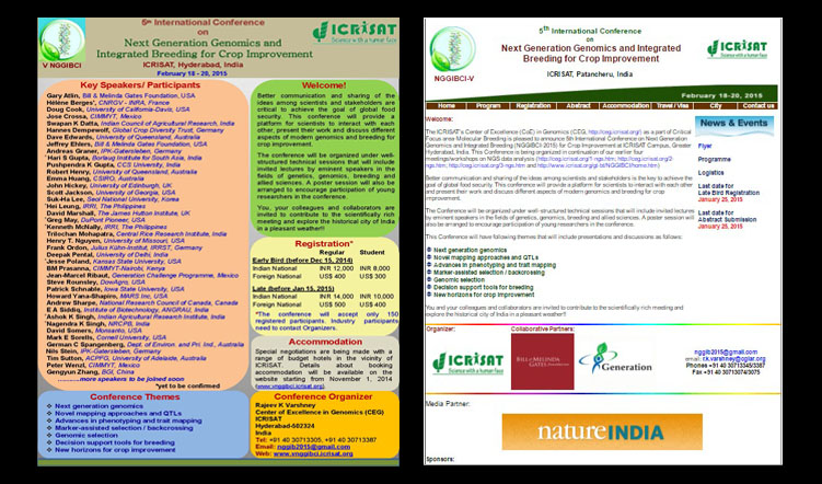 5th International Conference on Next Generation Genomics and Integrated Breeding for Crop Improvement, 18-20 February 2015, Hyderabad, India