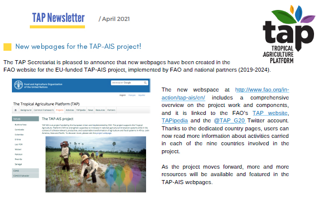 TAP Newsletter April 2021
