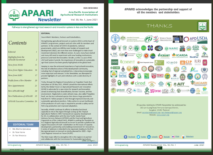 APAARI Newsletter, Vol. 30(1), June 2021