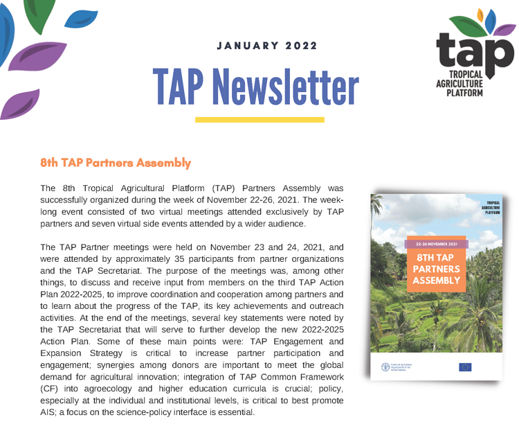 TAP Newsletter January 2022