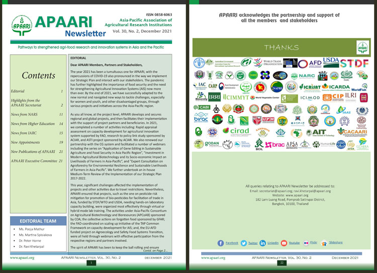 APAARI Newsletter, Vol. 30(2), December 2021