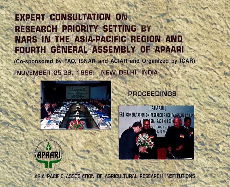 1996-Expert Consultation on Research Priority Setting by NARS in the Asia-Pacific Region and Fourth General Assembly of APAARI, Nov. 25-26, 1996, New Delhi