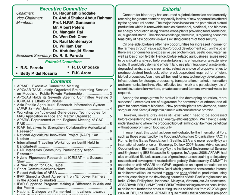 APAARI_Newsletter_Vol 16(1) June_2007